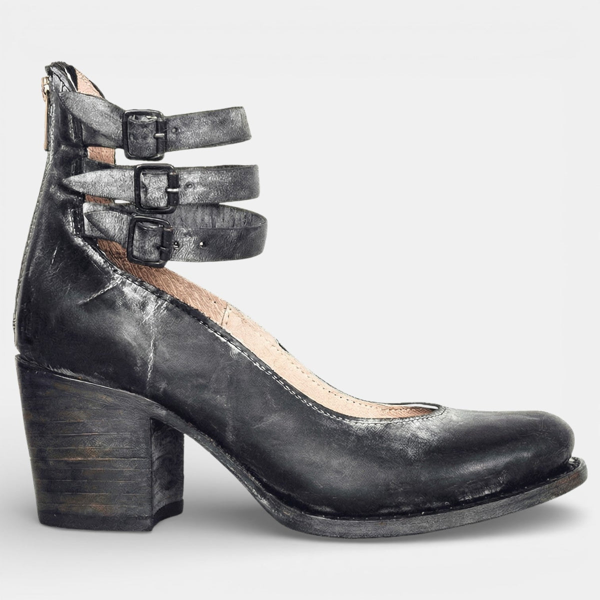 Women's Leather Block-Heel Sandals