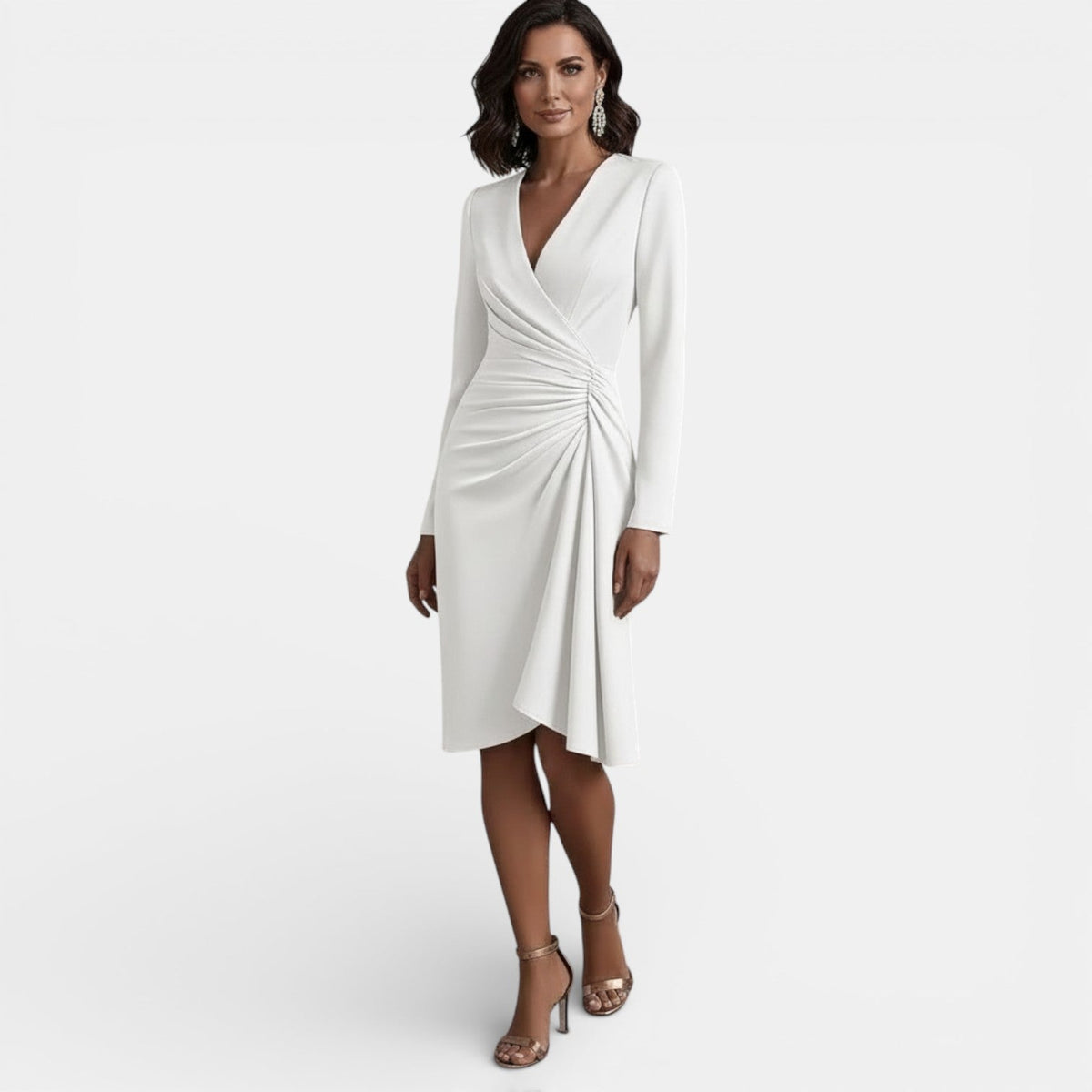 Women's Elegant V-Neck Midi Dress