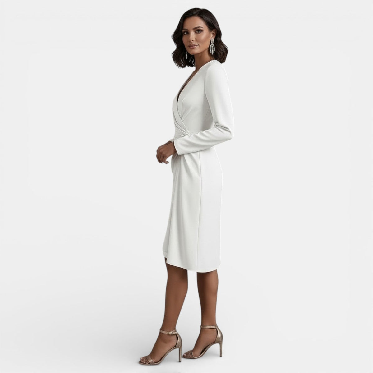 Women's Elegant V-Neck Midi Dress