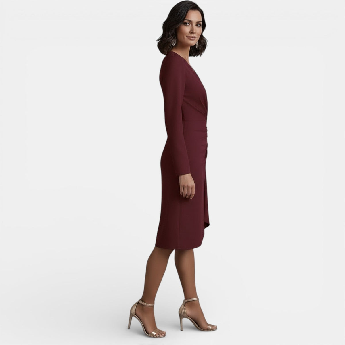 Women's Elegant V-Neck Midi Dress