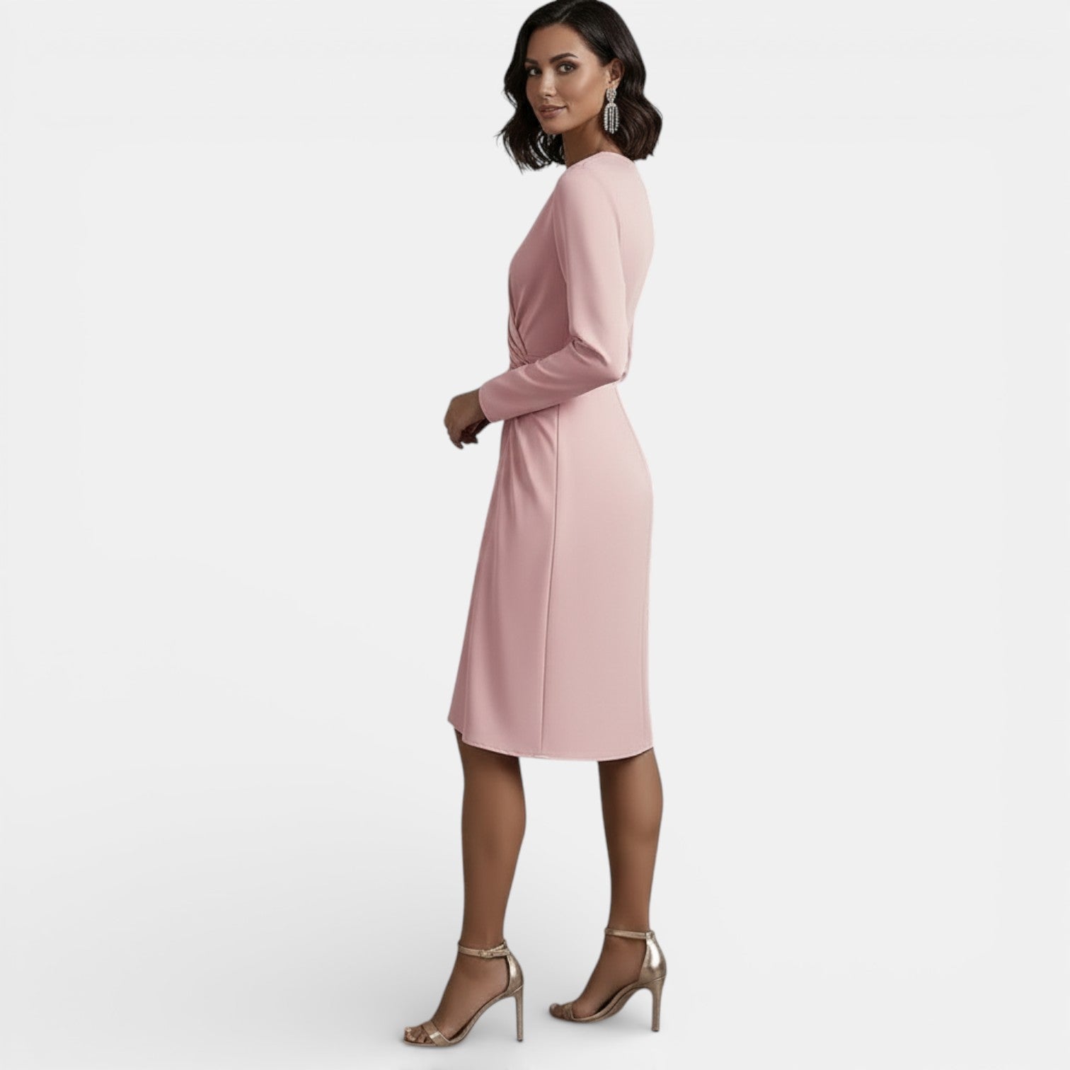 Women's Elegant V-Neck Midi Dress
