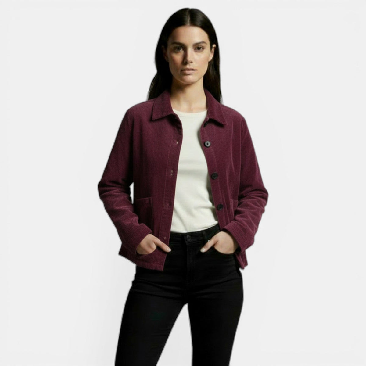 Women's Corduroy Mid-Season Coat
