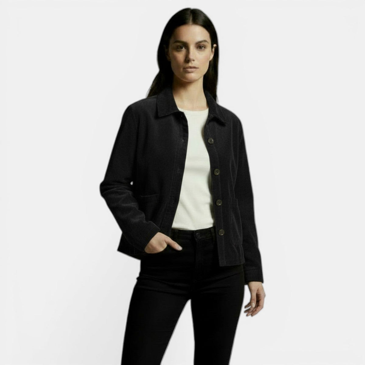 Women's Corduroy Mid-Season Coat
