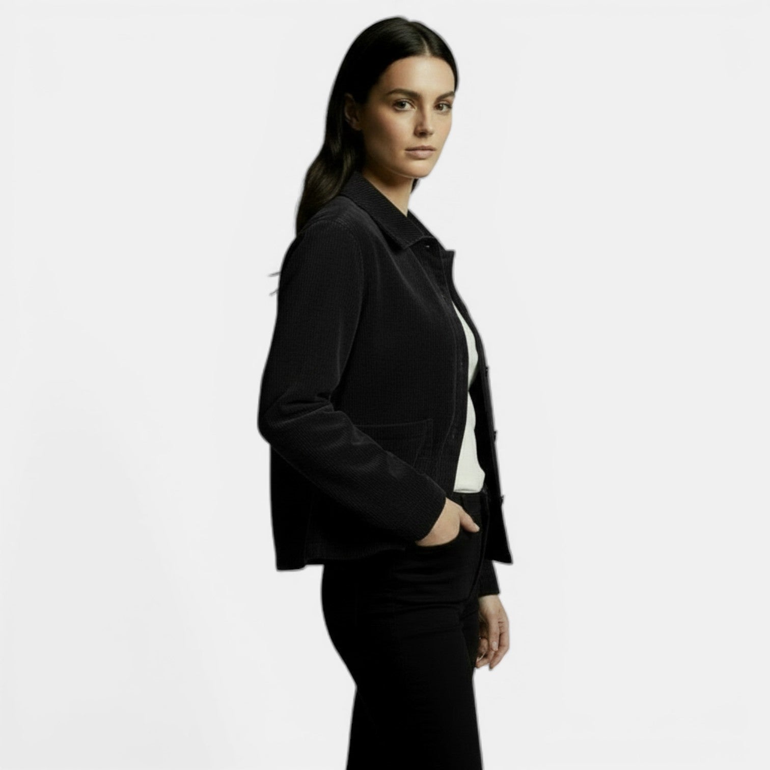 Women's Corduroy Mid-Season Coat