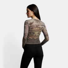 Women's Printed Mesh Long Sleeve Top Lightweight Fit