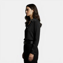 Women's Loose-fitting Shirt with Lapel and Buttons, Long Sleeve