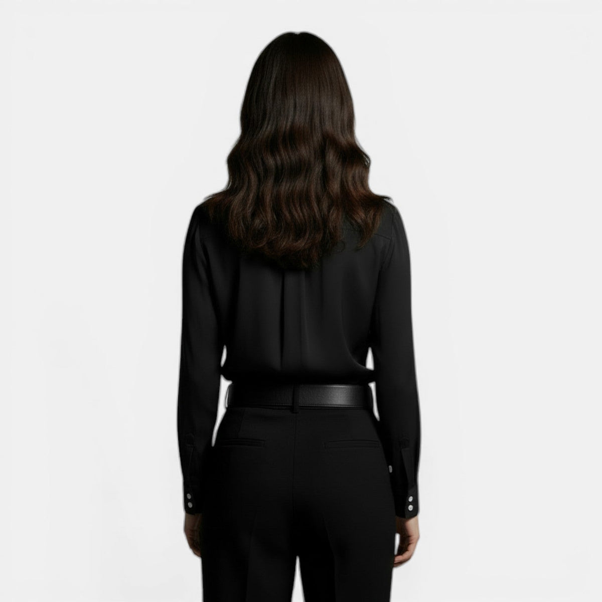 Women's Loose-fitting Shirt with Lapel and Buttons, Long Sleeve