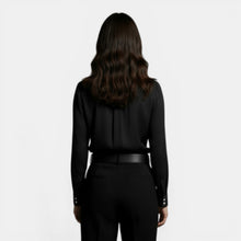 Women's Loose-fitting Shirt with Lapel and Buttons, Long Sleeve