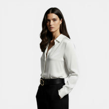 Women's Loose-fitting Shirt with Lapel and Buttons, Long Sleeve