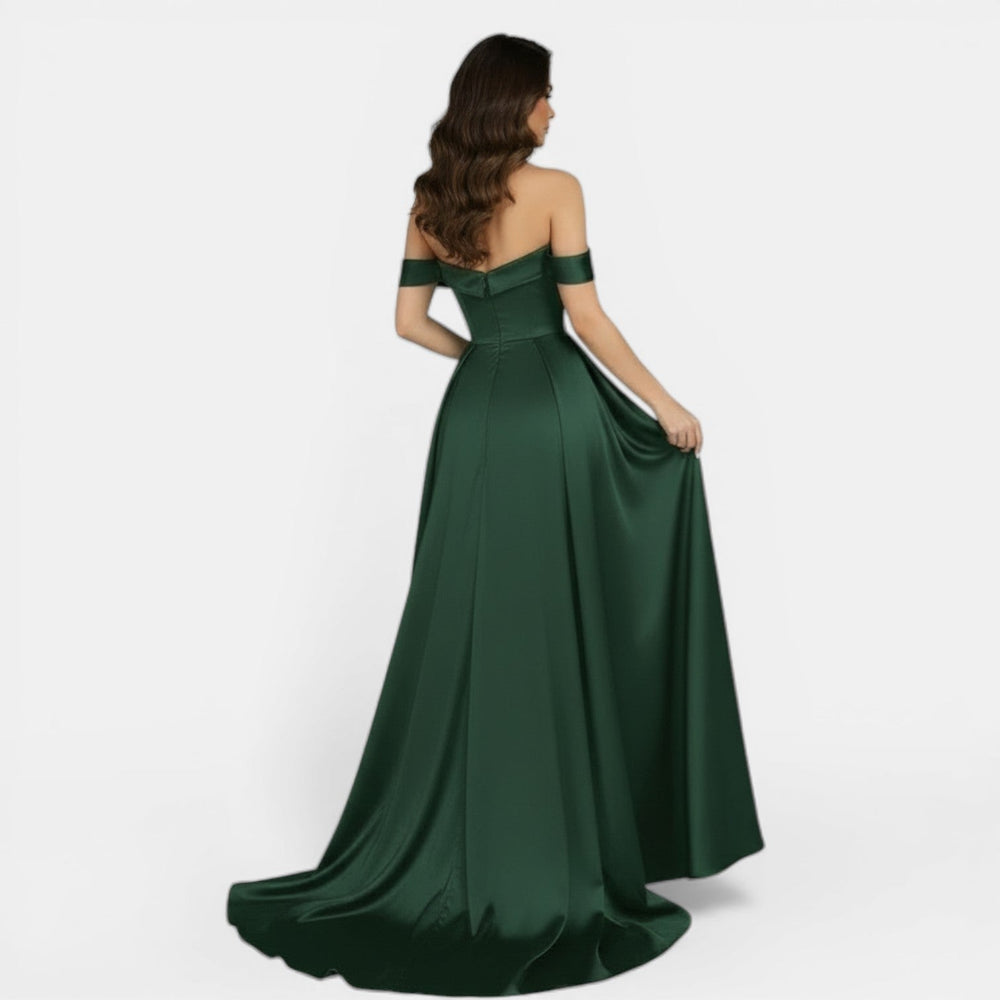 Off-Shoulder Party Dress with High Slit