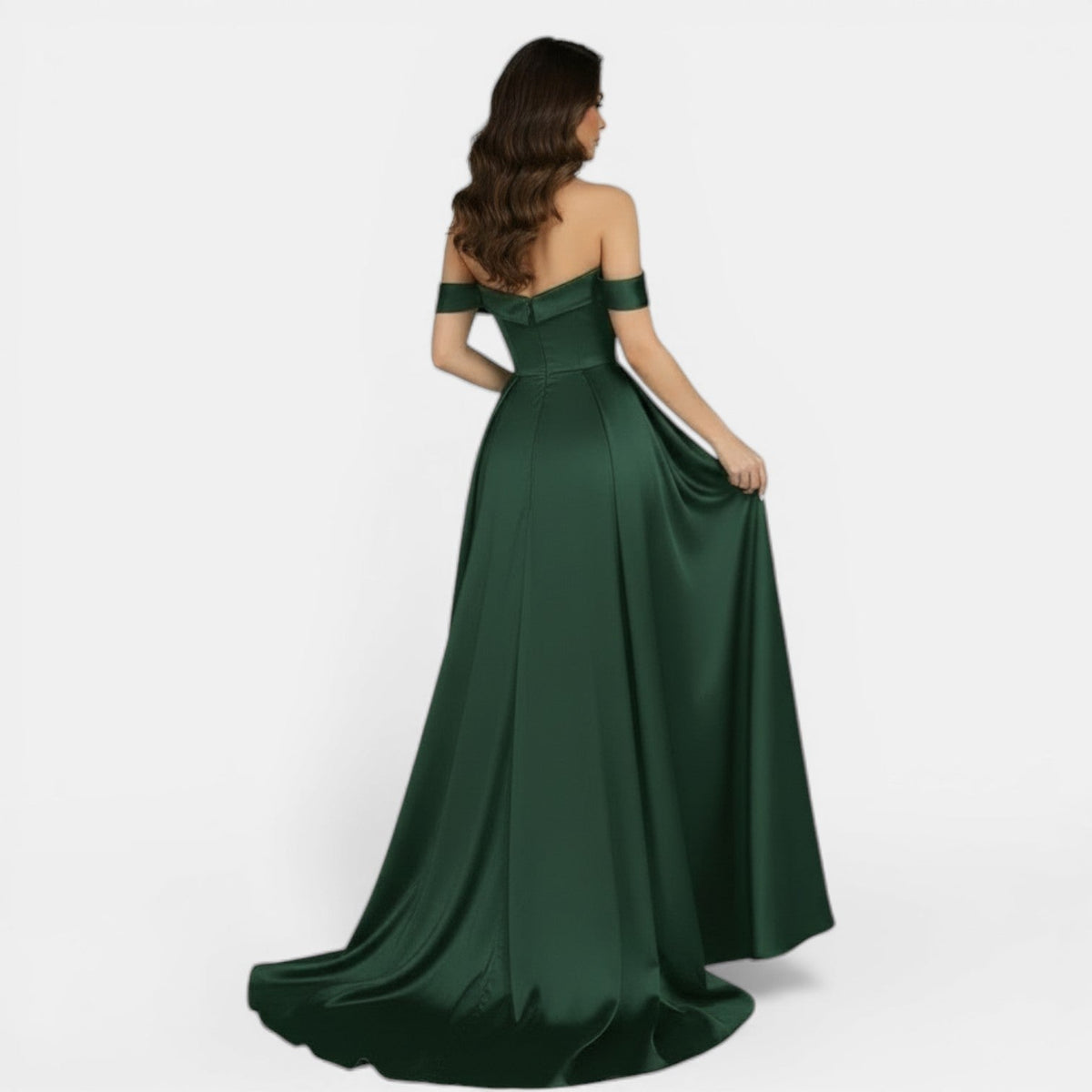 Off-Shoulder Party Dress with High Slit