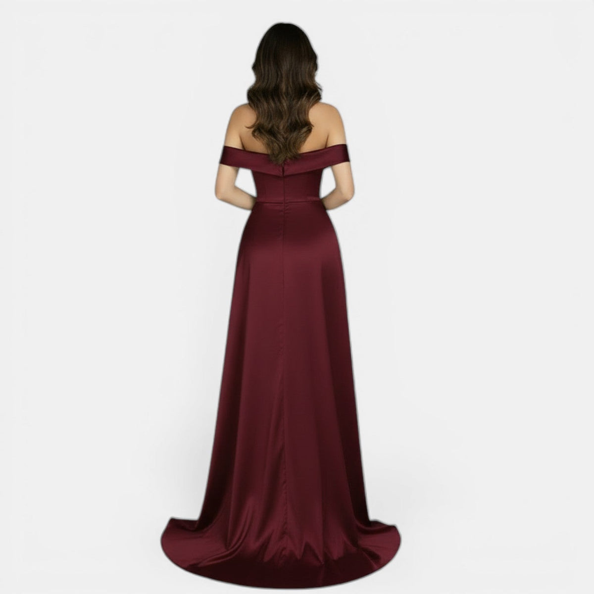 Off-Shoulder Party Dress with High Slit