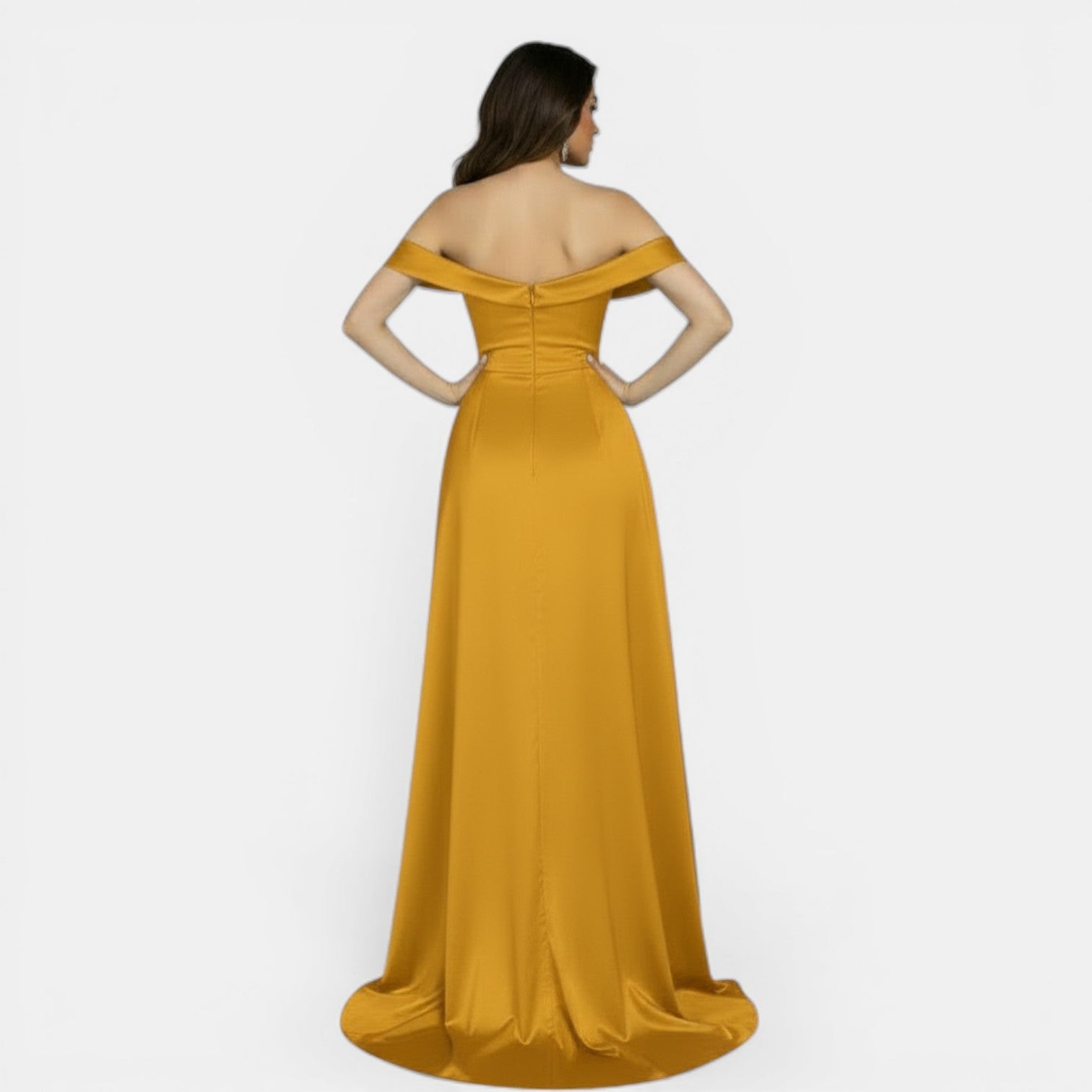 Off-Shoulder Party Dress with High Slit