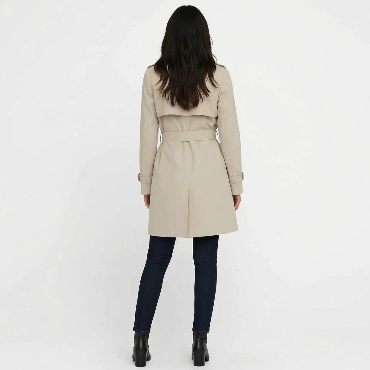 Women's Double-Breasted Midi Trench Coat for Mid-Season