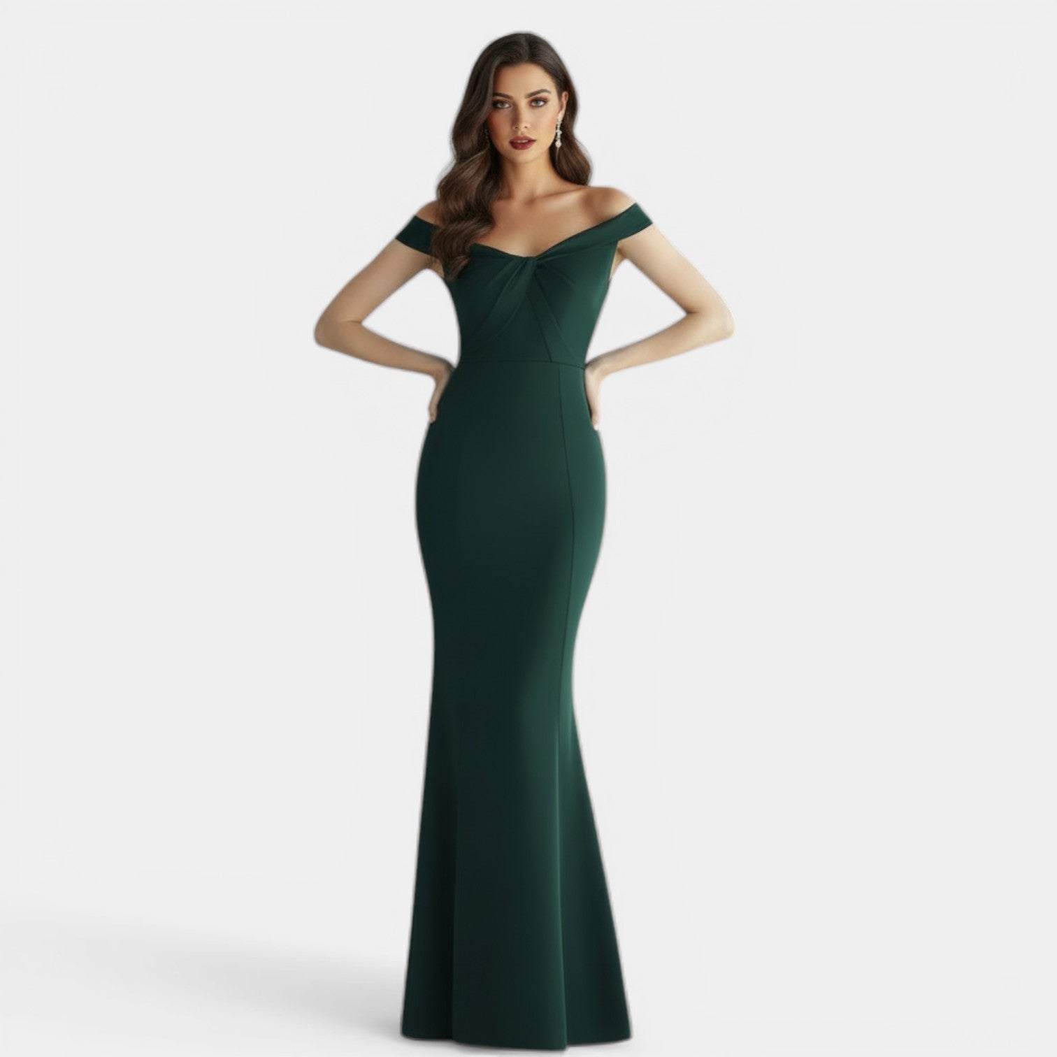 Off-the-Shoulder Form-Fitting Maxi Dress