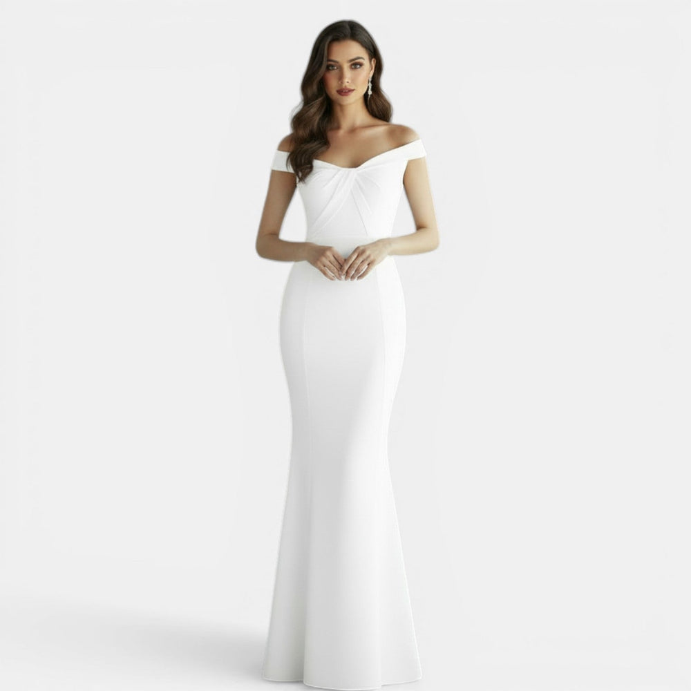 Off-the-Shoulder Form-Fitting Maxi Dress