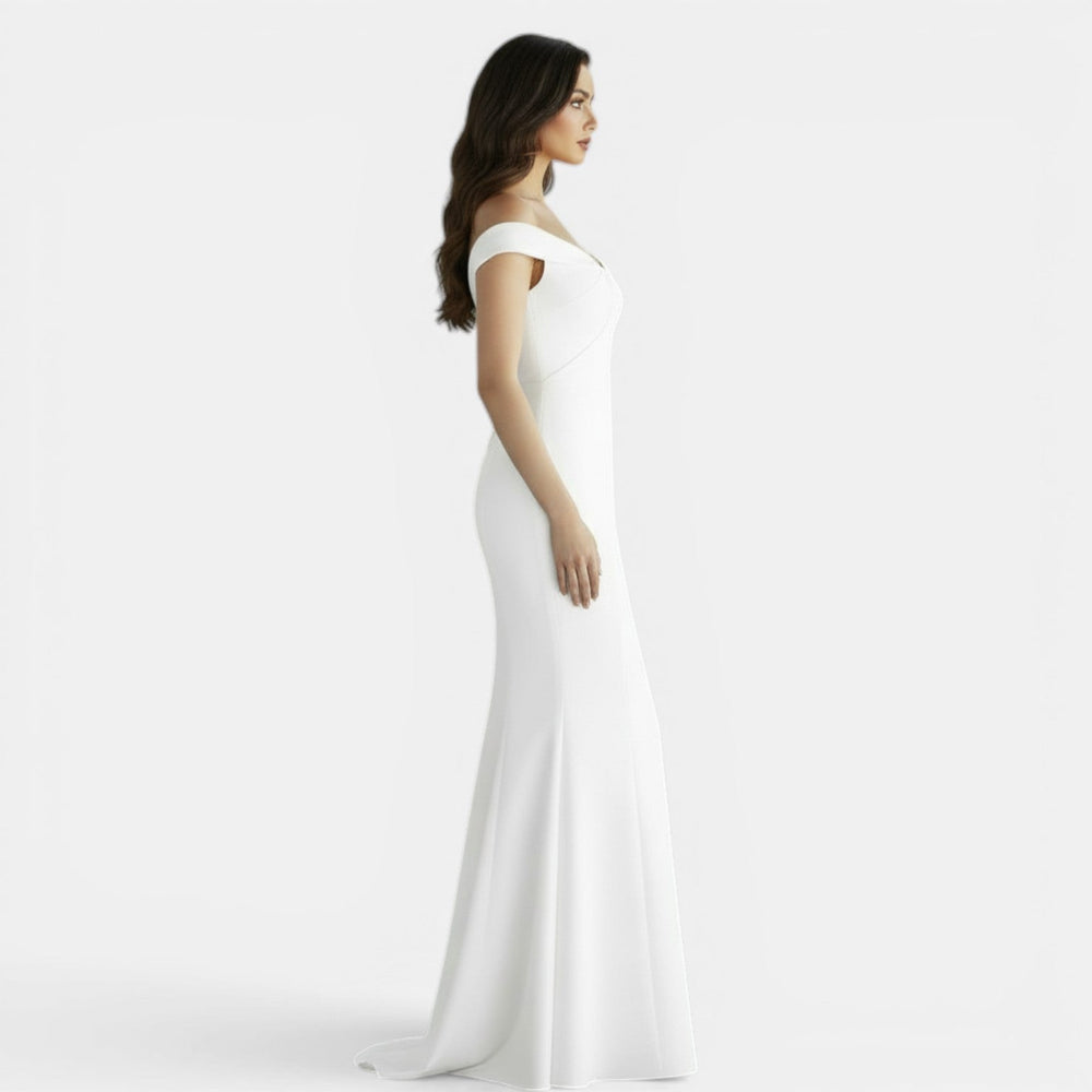 Off-the-Shoulder Form-Fitting Maxi Dress