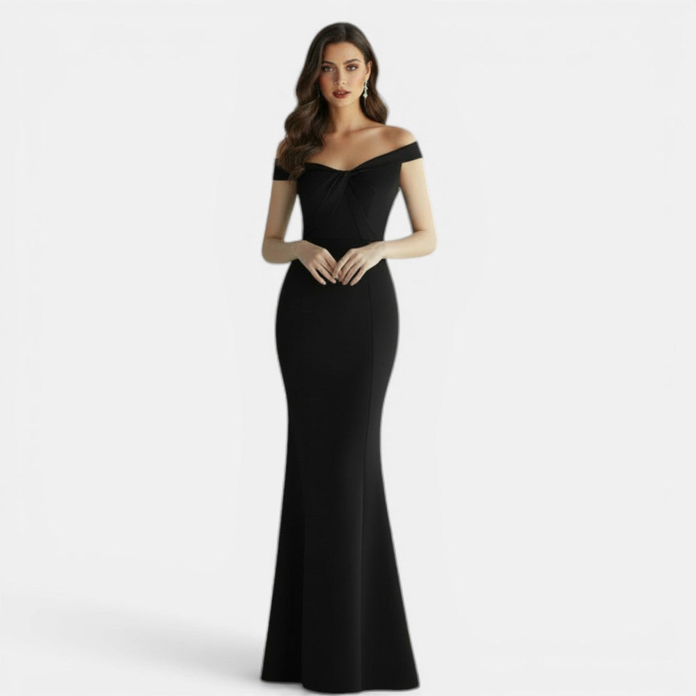 Off-the-Shoulder Form-Fitting Maxi Dress