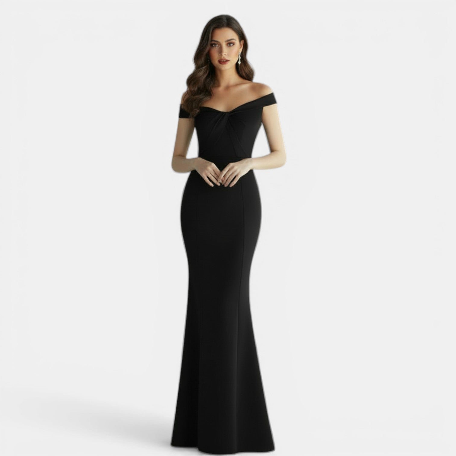Off-the-Shoulder Form-Fitting Maxi Dress