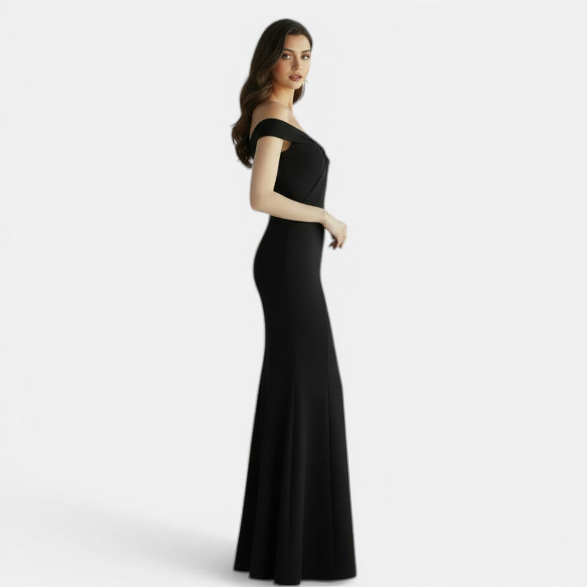 Off-the-Shoulder Form-Fitting Maxi Dress