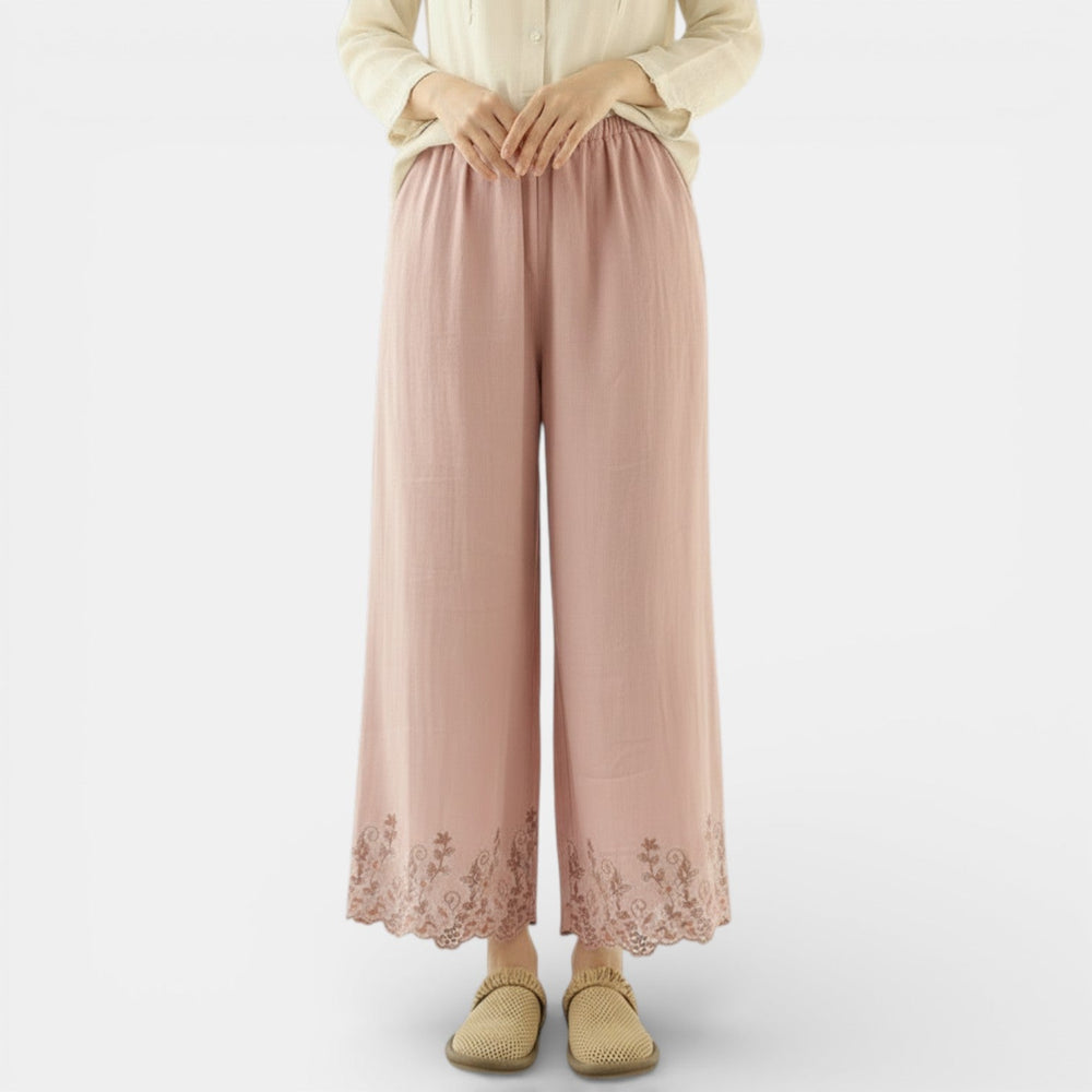 Women's Summer Linen and Cotton Wide-Leg Pants