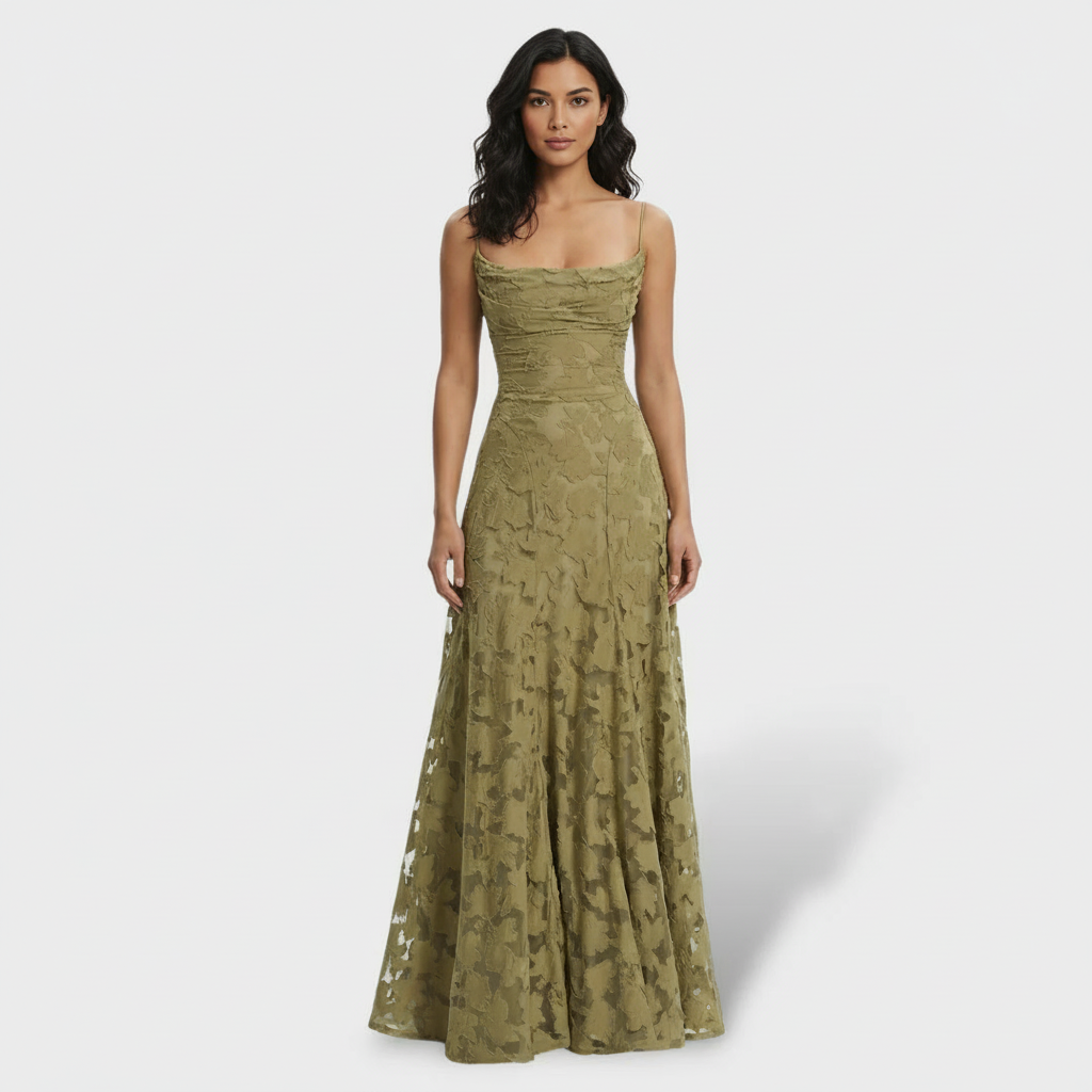 Women's Floral Open Back Long Party Dress