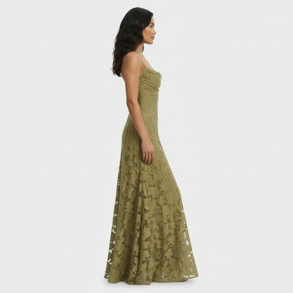 Women's Floral Open Back Long Party Dress