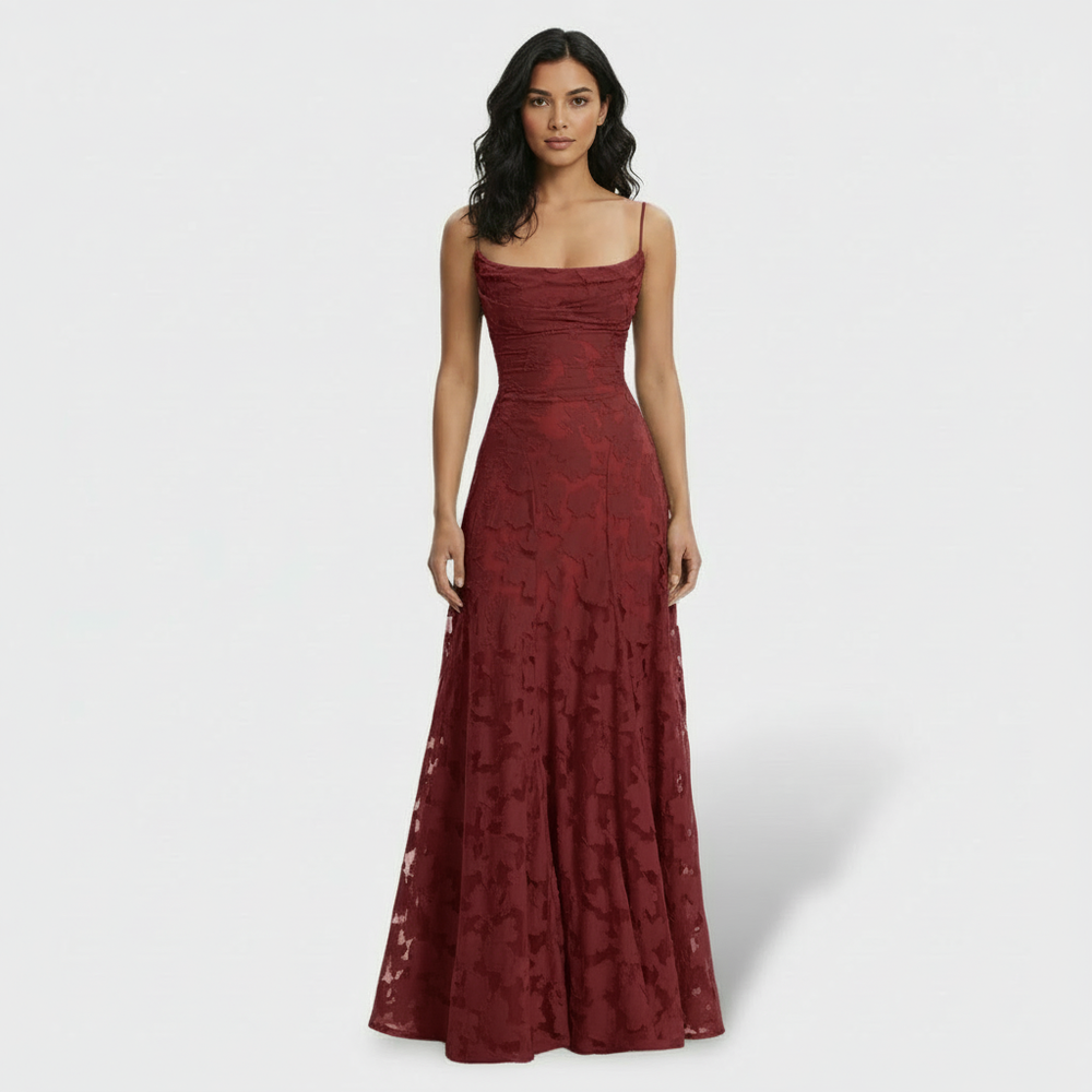 Women's Floral Open Back Long Party Dress