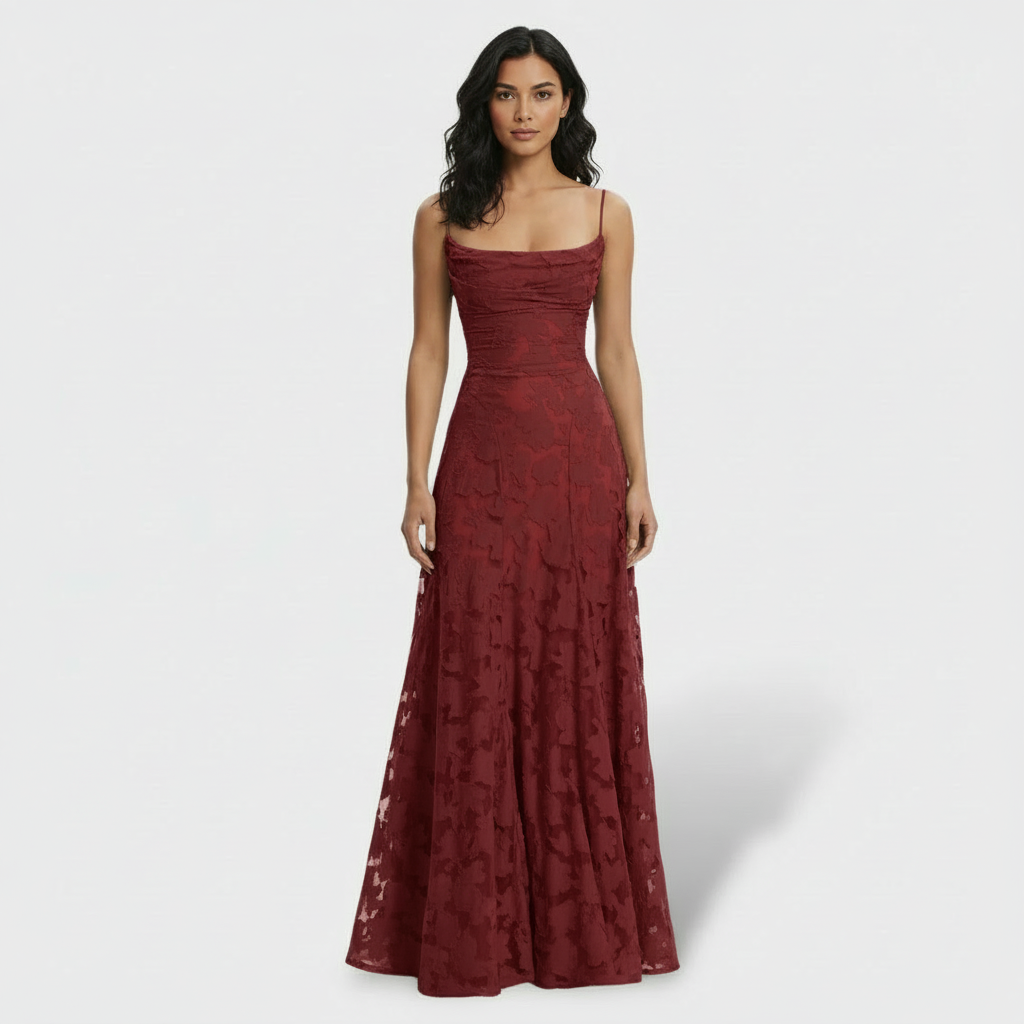 Women's Floral Open Back Long Party Dress
