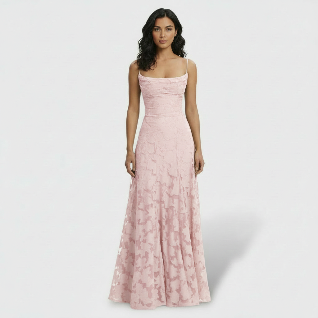 Women's Floral Open Back Long Party Dress