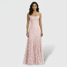 Women's Floral Open Back Long Party Dress