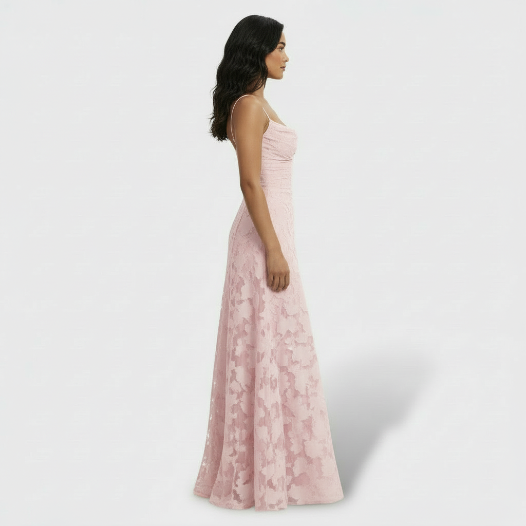 Women's Floral Open Back Long Party Dress