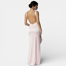 Long Satin Dress with Open Back and Slit