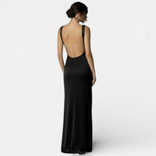 Long Satin Dress with Open Back and Slit