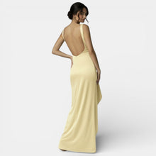 Long Satin Dress with Open Back and Slit