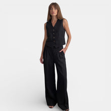 Women's Linen High-Waisted Pleated Suit Set