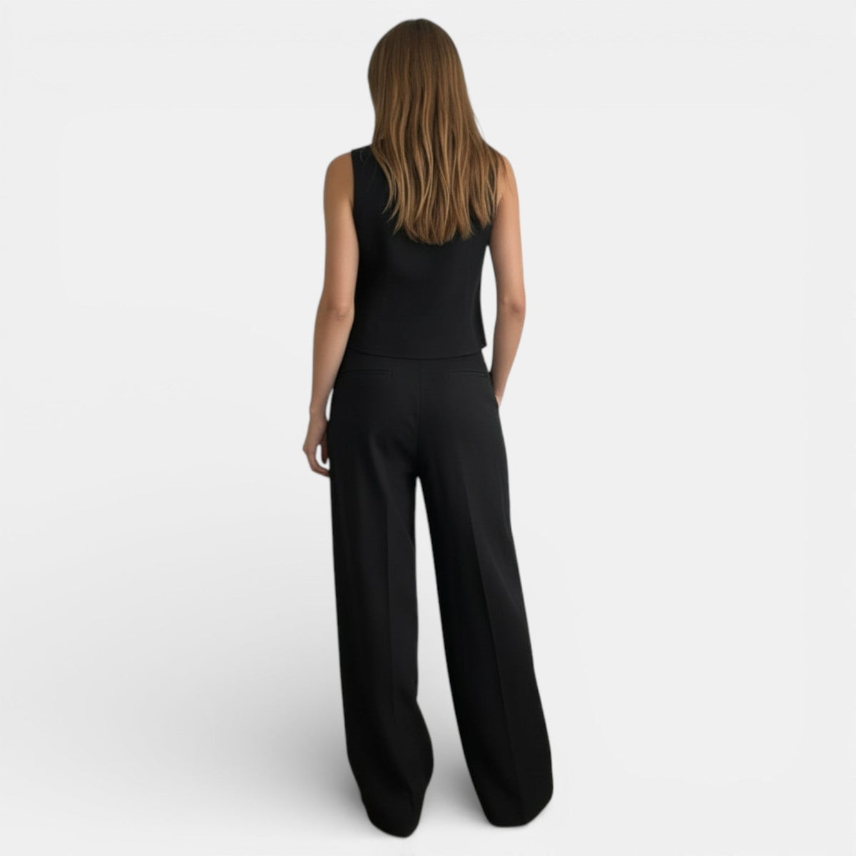 Women's Linen High-Waisted Pleated Suit Set