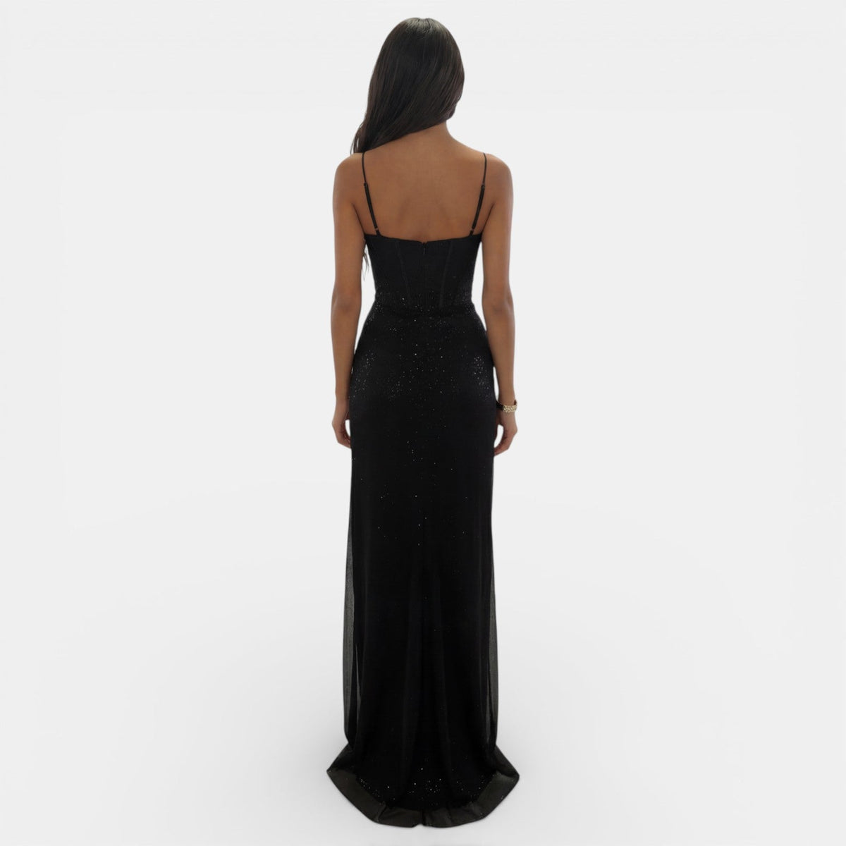 Women's Long V-Neck Party Dress with Slit