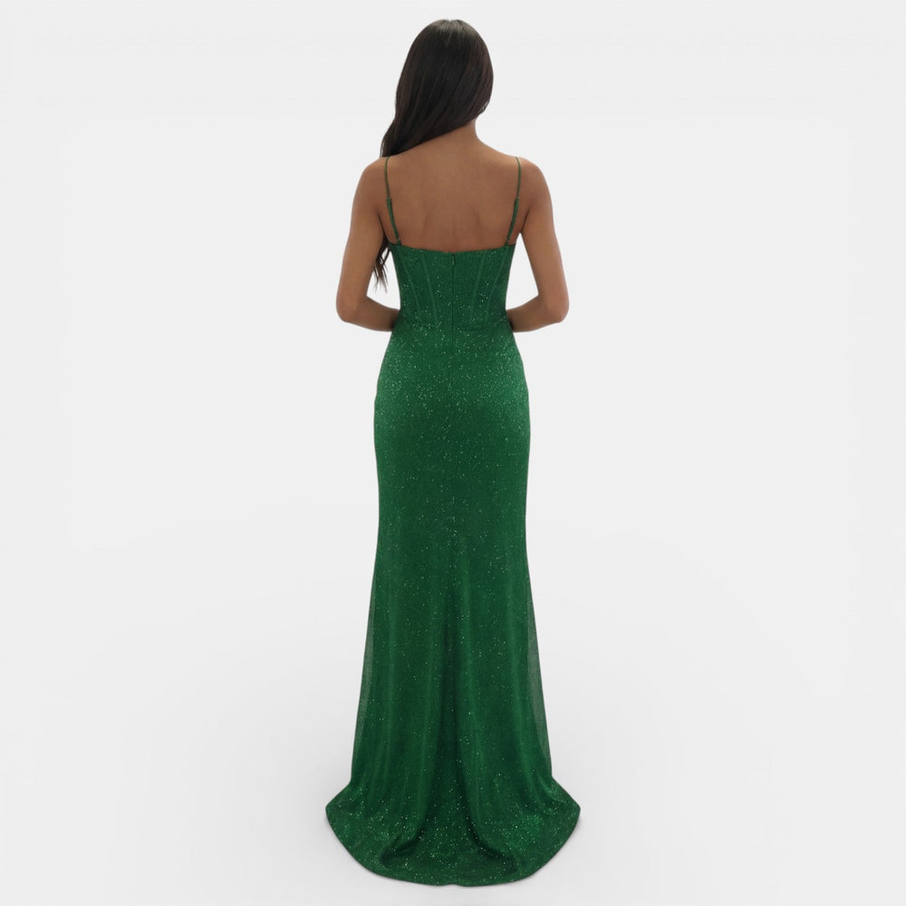 Women's Long V-Neck Party Dress with Slit