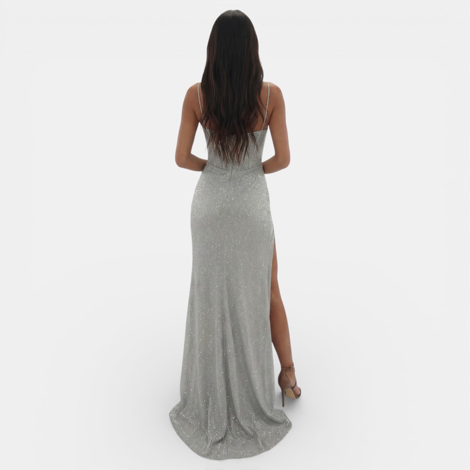 Women's Long V-Neck Party Dress with Slit