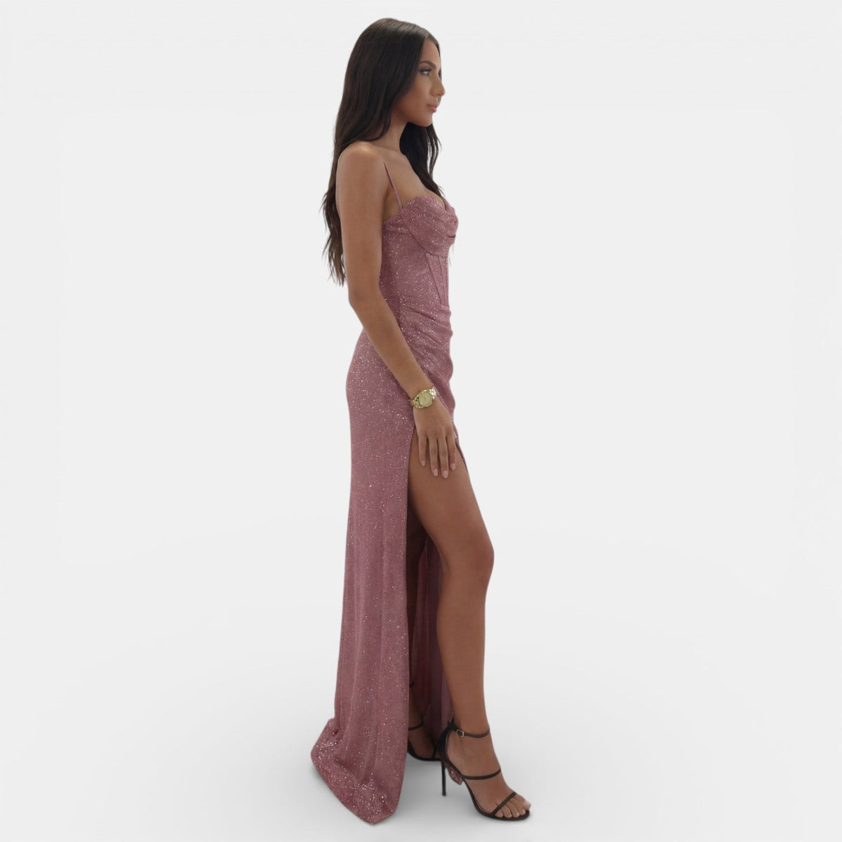 Women's Long V-Neck Party Dress with Slit