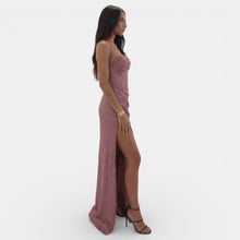Women's Long V-Neck Party Dress with Slit