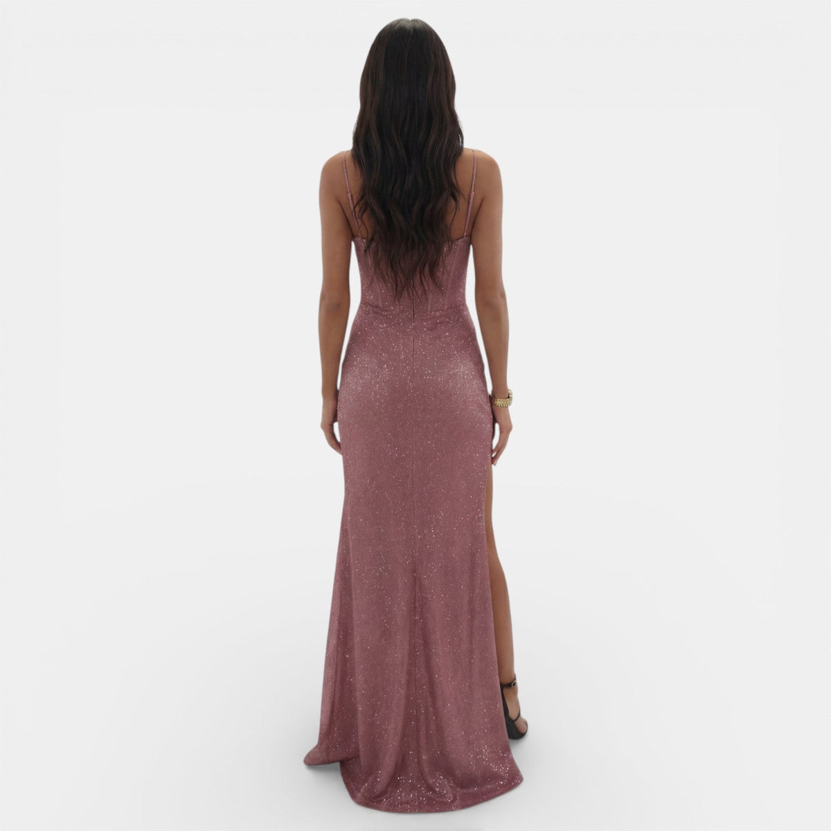 Women's Long V-Neck Party Dress with Slit
