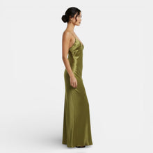 Olive Green Satin Slip Dress