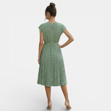 Women's Polka Dot Short Sleeve Midi Dress