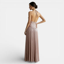 Pleated Halter Dress with Slit