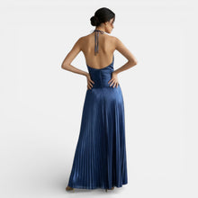 Pleated Halter Dress with Slit