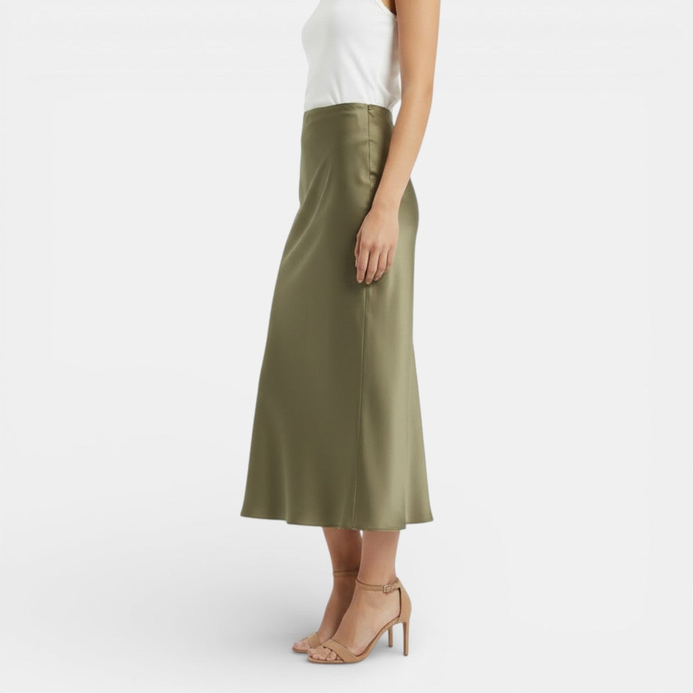 Women's High Waist Satin Skirt