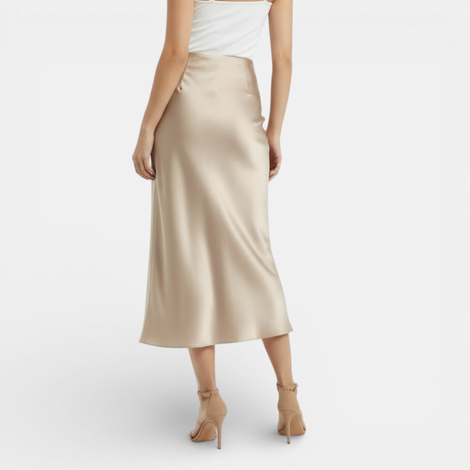 Women's High Waist Satin Skirt