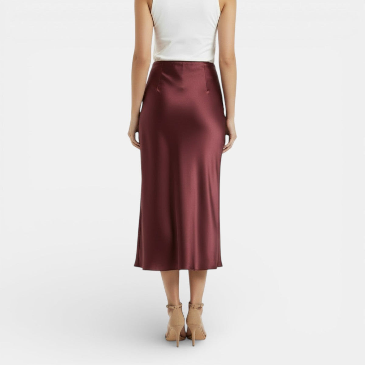 Women's High Waist Satin Skirt